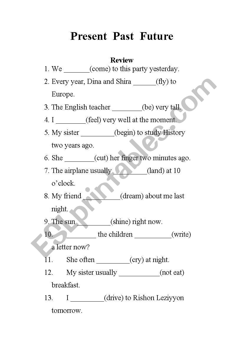 tenses worksheet