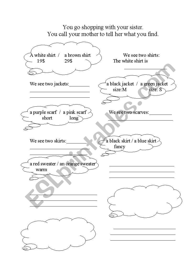 comperative worksheet