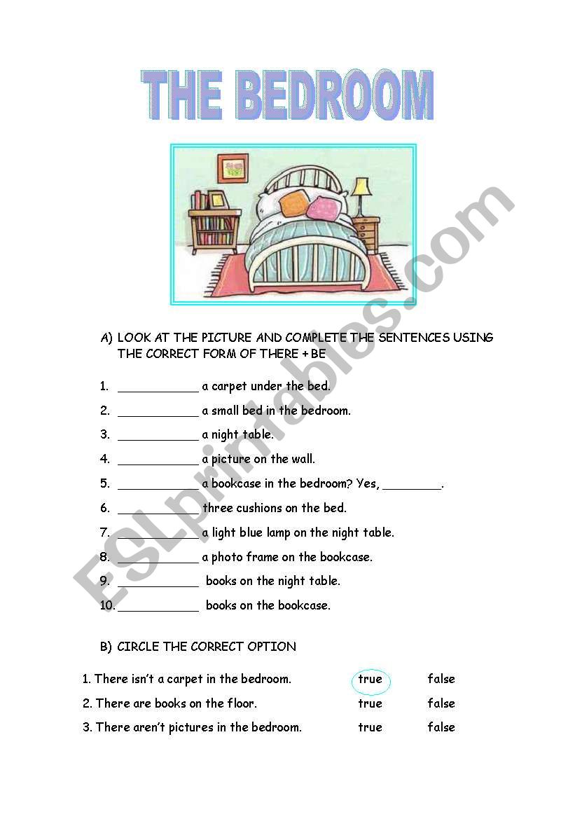 the bedroom worksheet