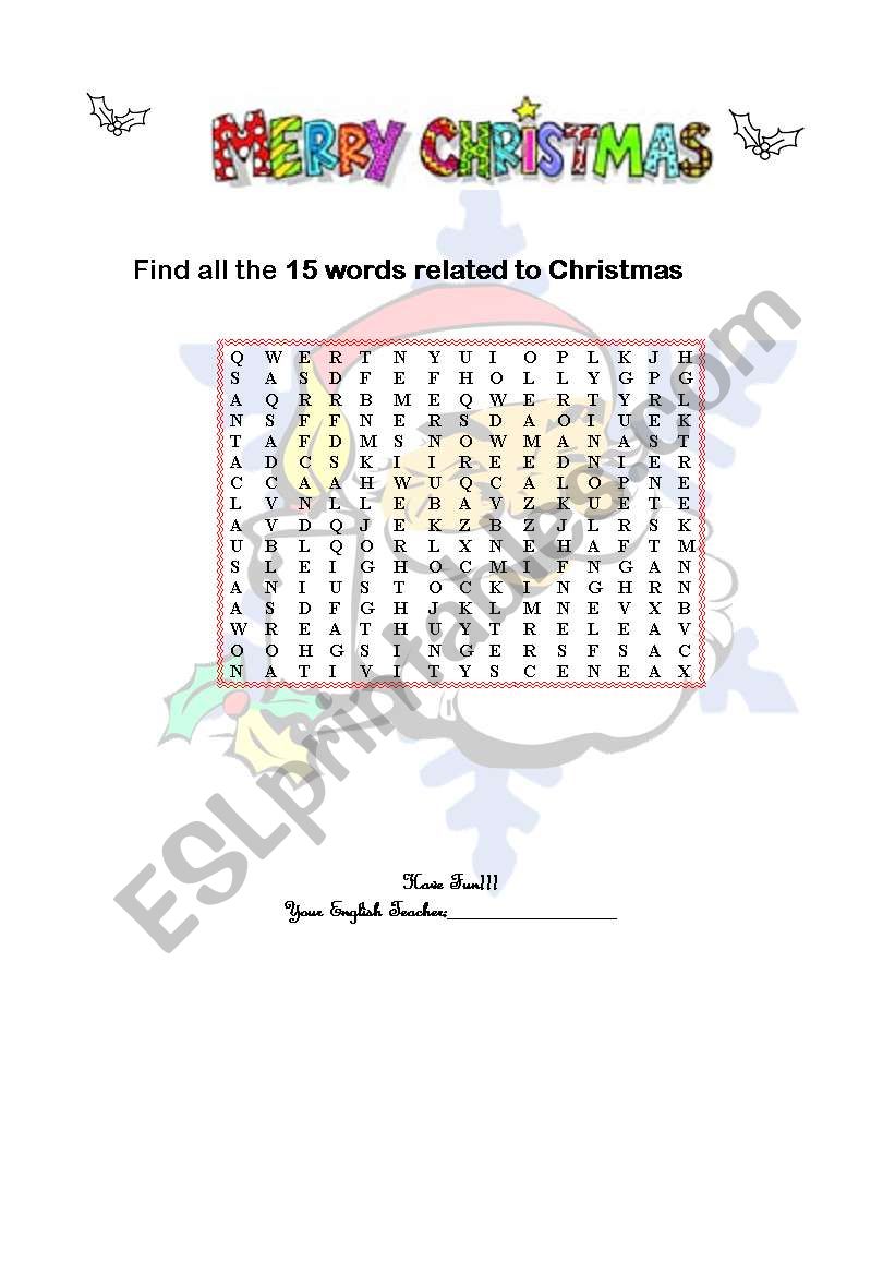 Christmas vocabulary - Part I worksheet