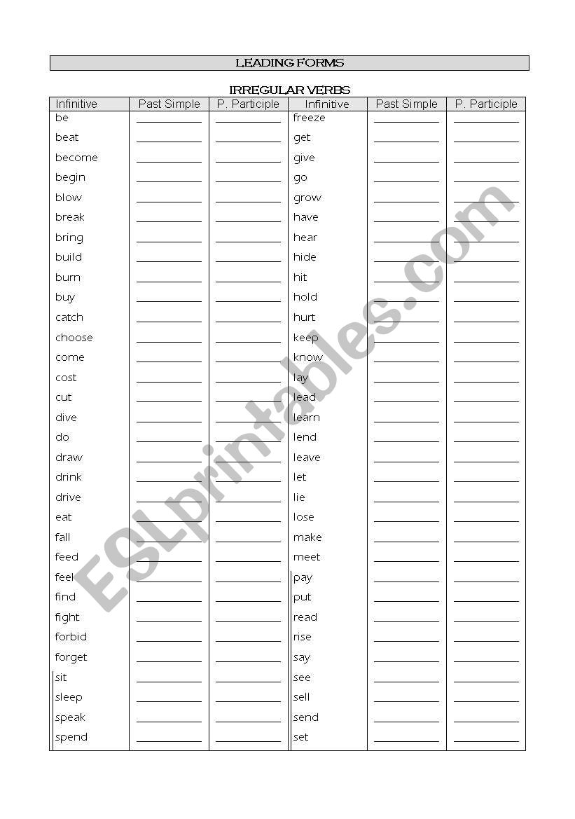 Leading Forms worksheet