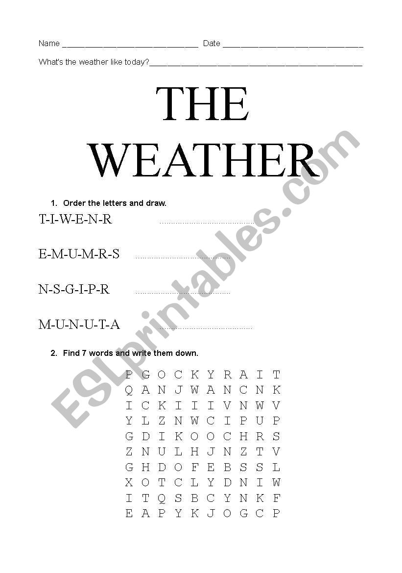 the weather worksheet