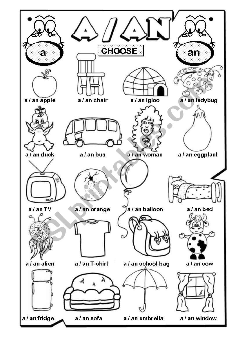 A / AN  (1/2) worksheet