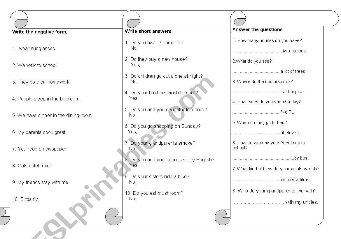 Present Simple  worksheet