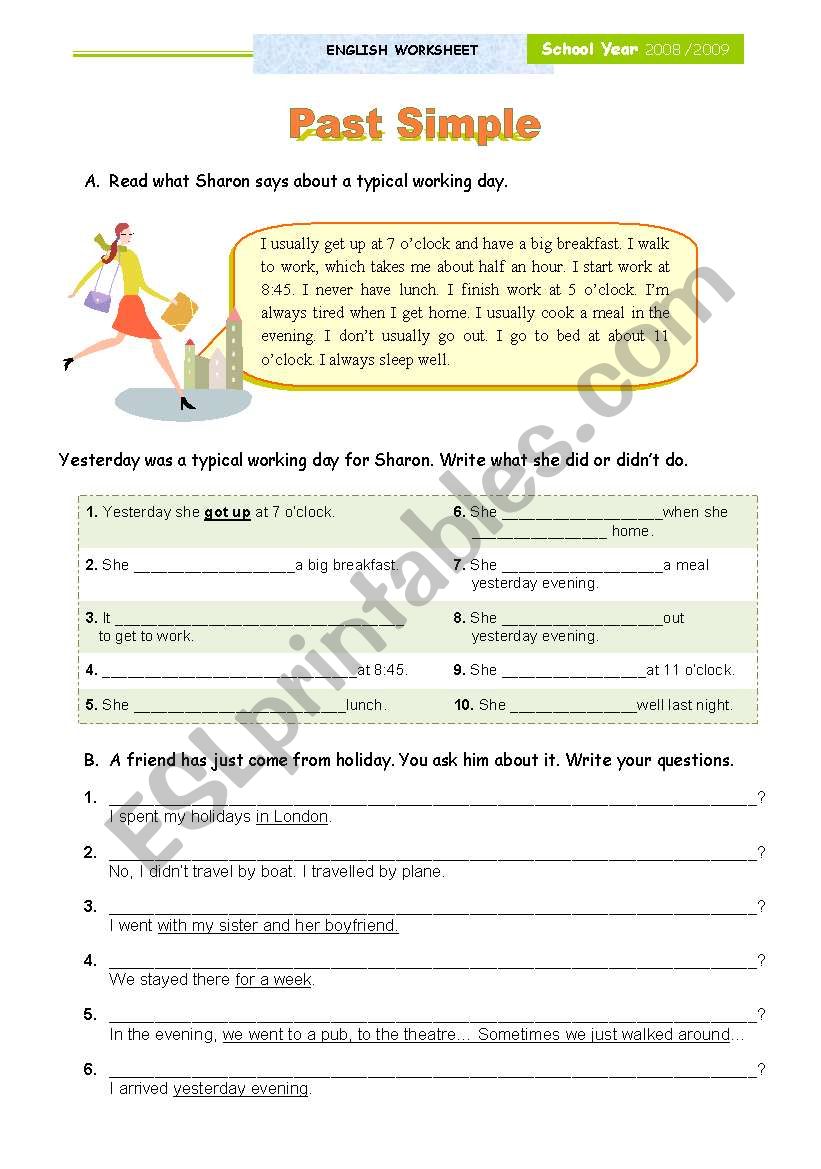SIMPLE PAST - Exercises leading to (Pre-writing) a writing activity 