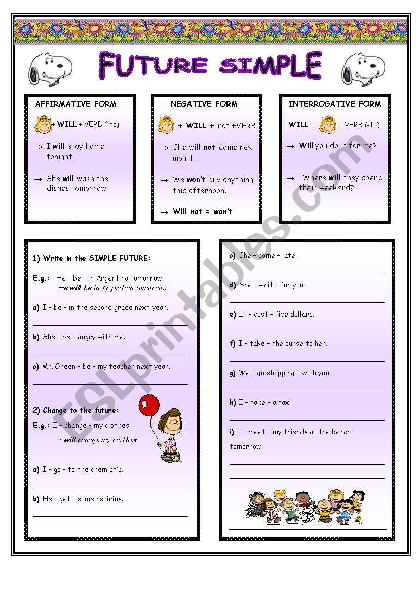 FUTURE SIMPLE worksheet