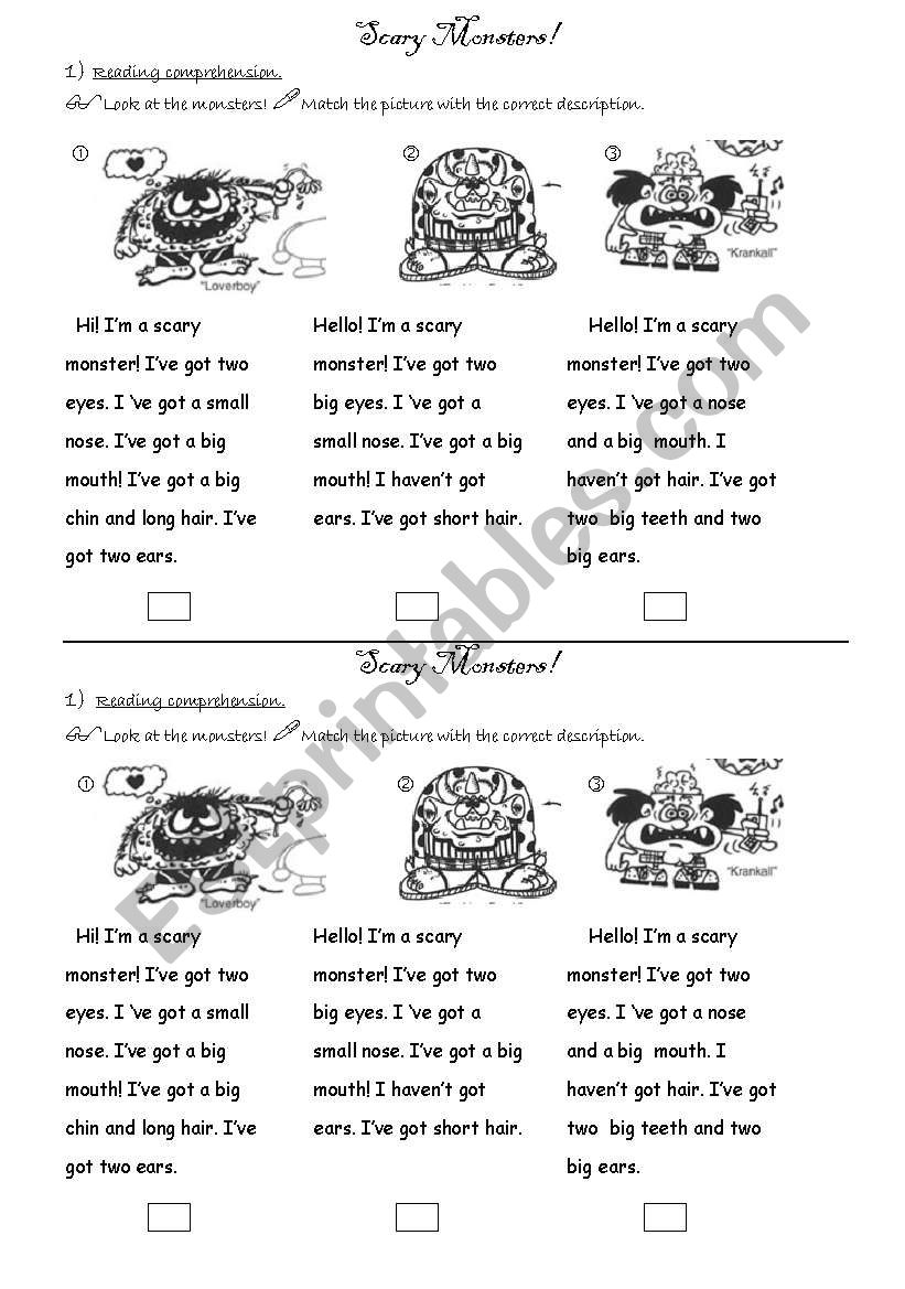 Scary monsters! worksheet