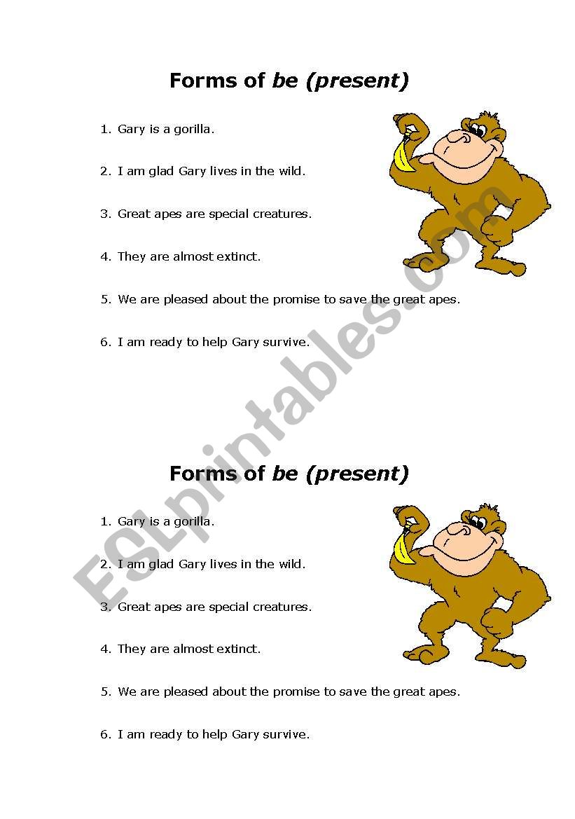 Forms of ´Be´ (present tense) worksheet