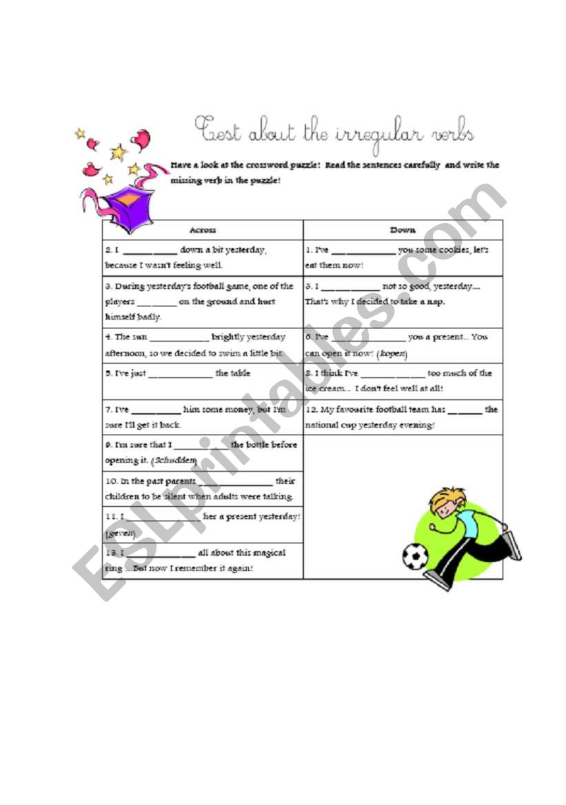 Irregular verbs: crossword puzzle