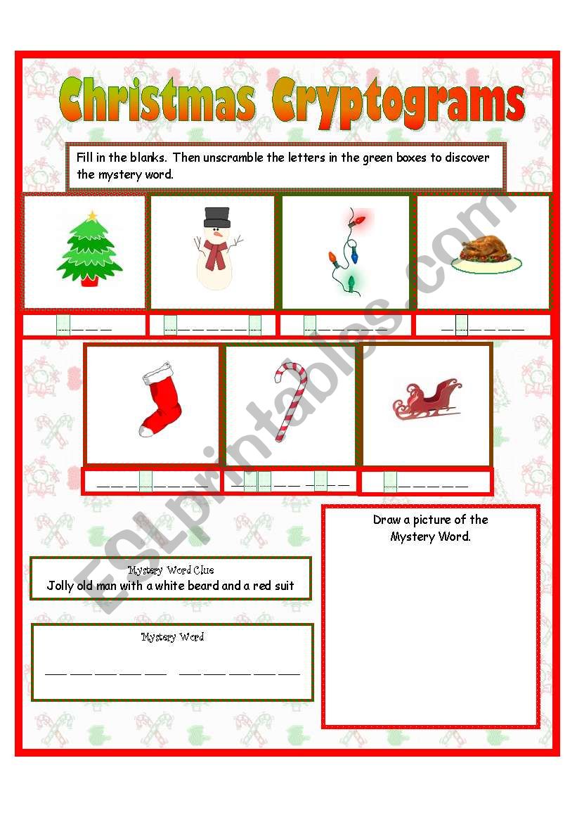 Christmas Cryptograms worksheet