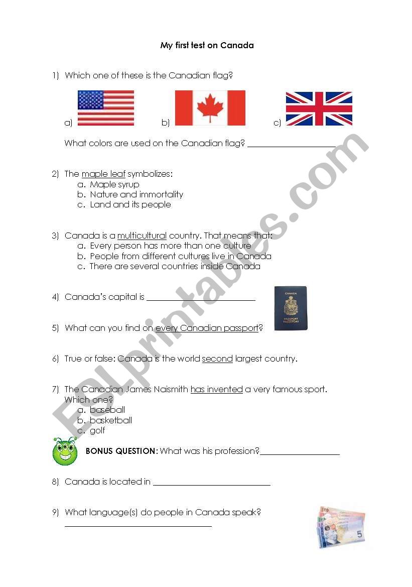 Discover Canada!  worksheet