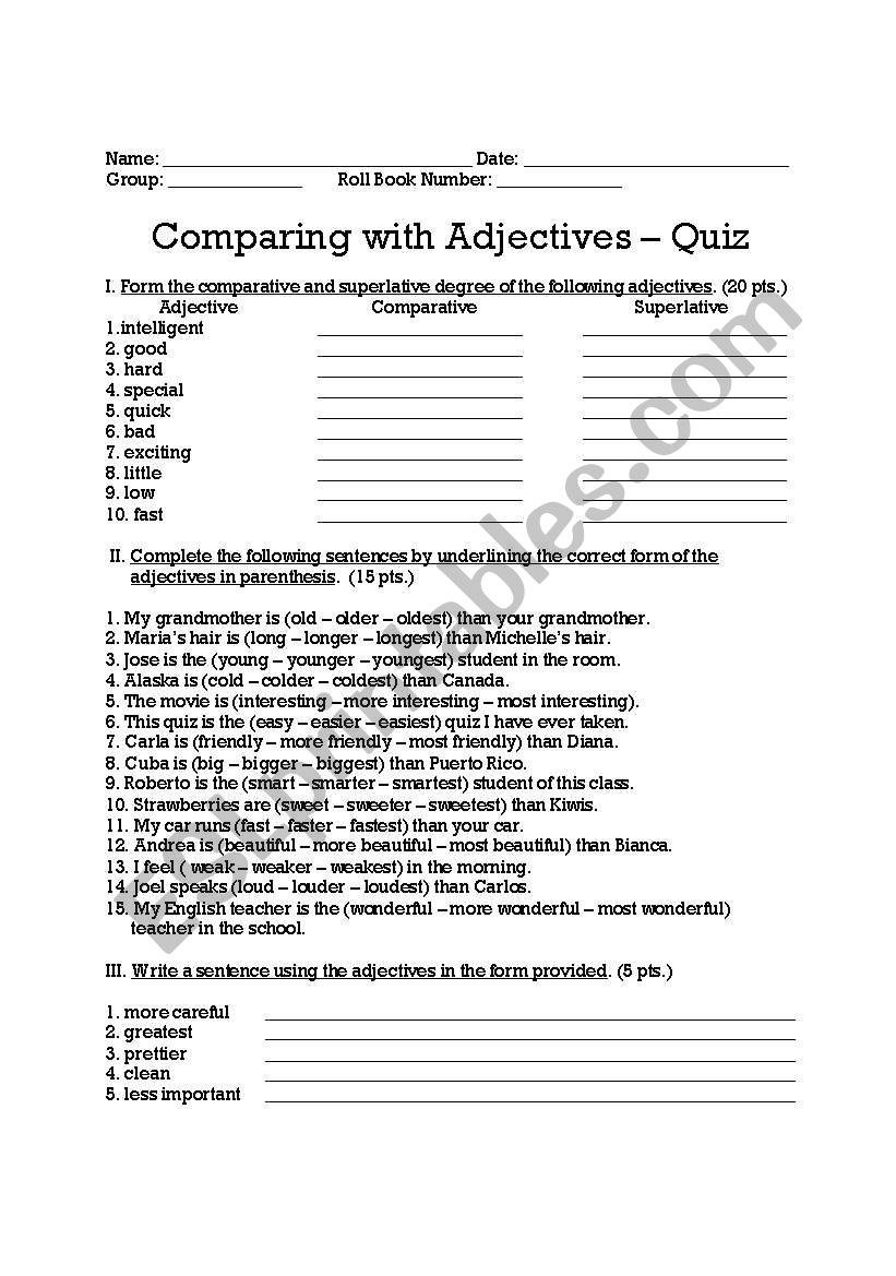 Adjectives -Comparative-Superlative Degree