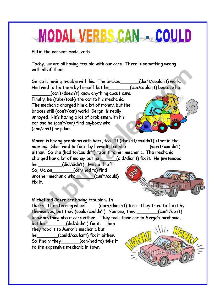 MODAL VERBS CAN/COULD worksheet