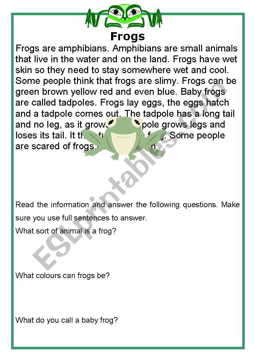 Frogs worksheet