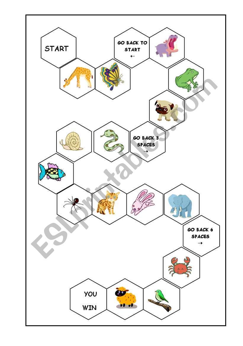 Animal Board Game worksheet