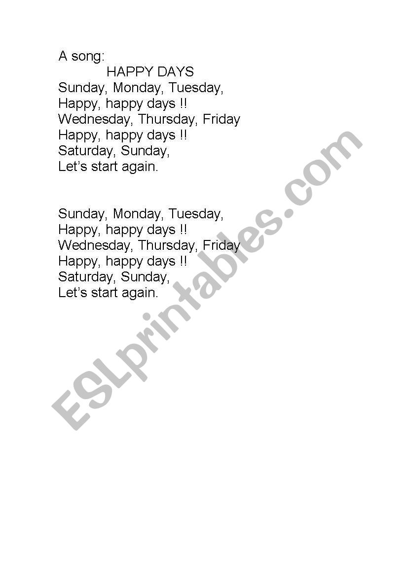 the days of the week worksheet