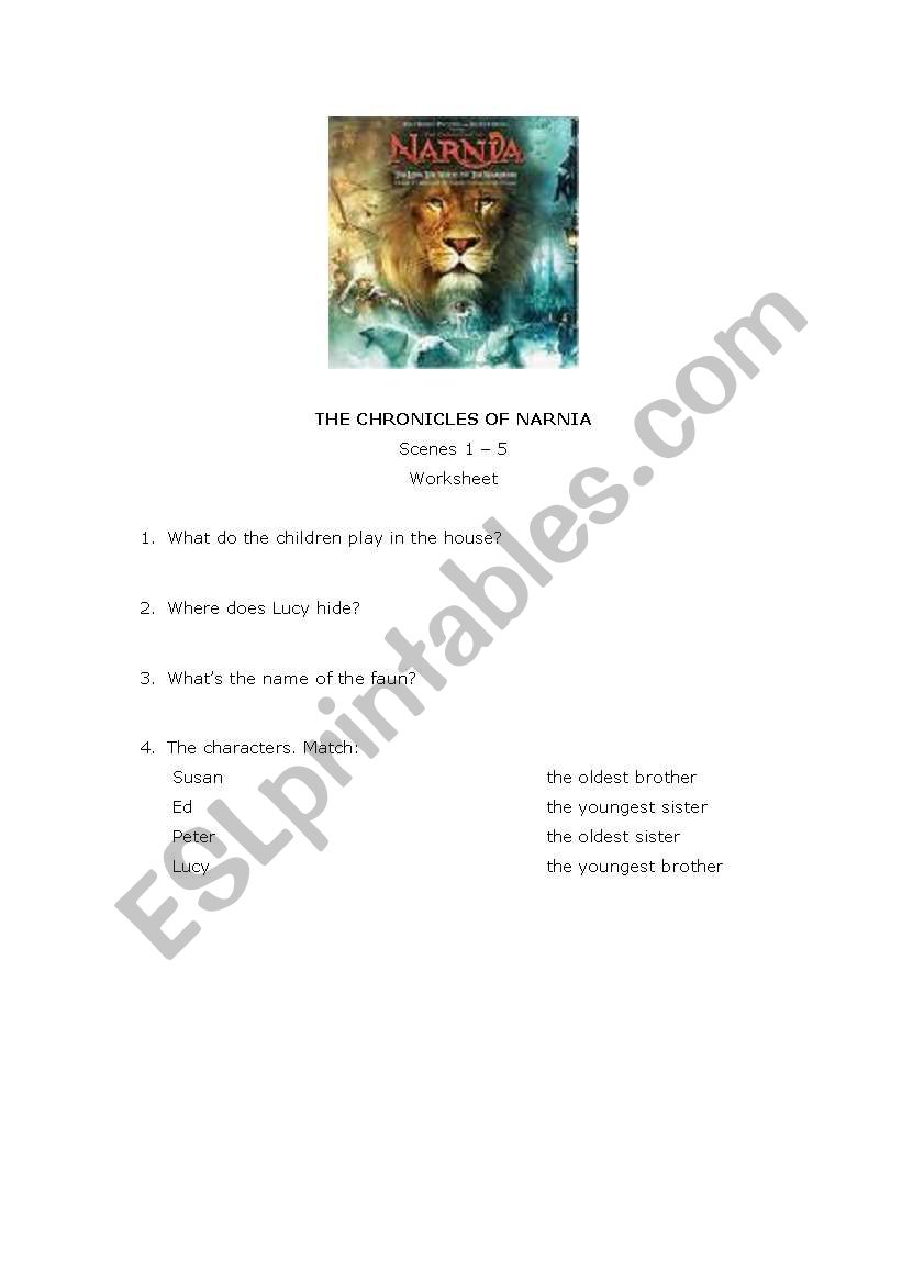 The Crhonicles of Narnia - 1 worksheet
