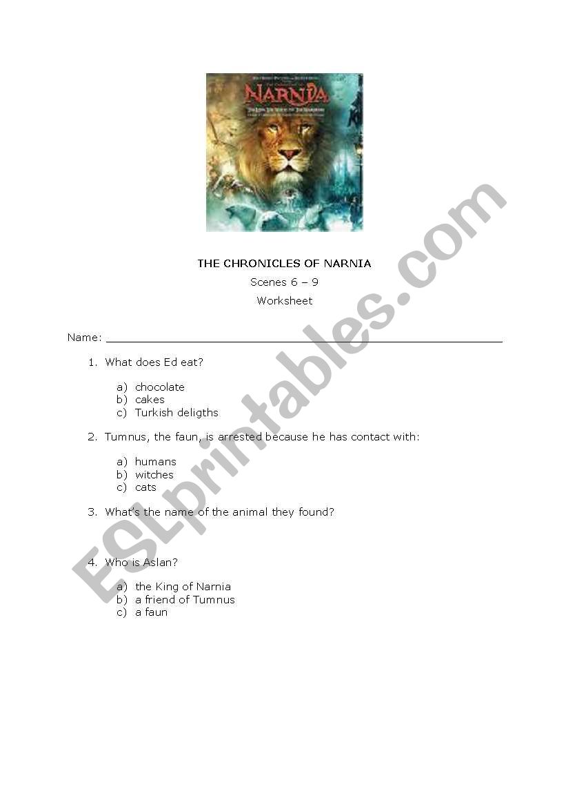 The Chronicles of Narnia - 2 worksheet