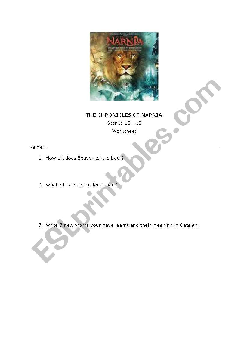 The Chronicles of Narnia - 3 worksheet