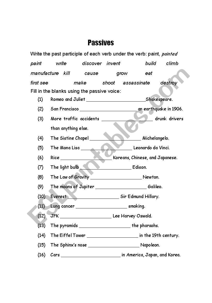 passive voice worksheet