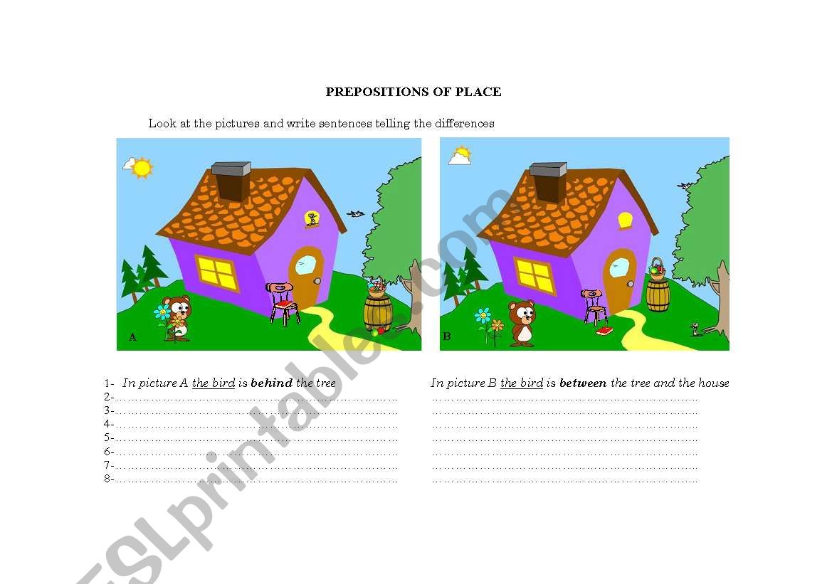 Prepositions of place. Find the differences.