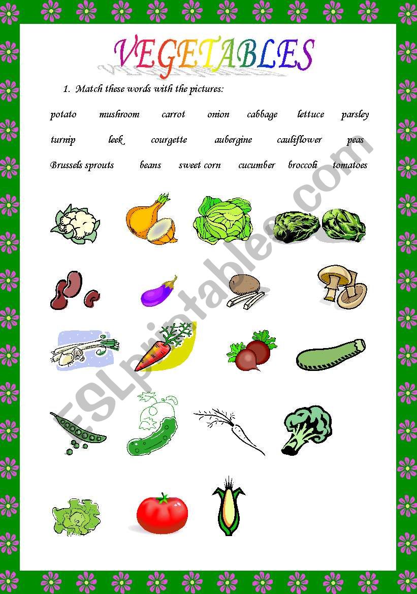 VEGETABLES worksheet