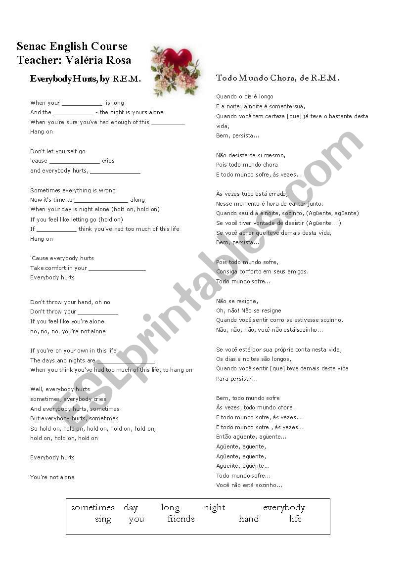 Worksheet for song 