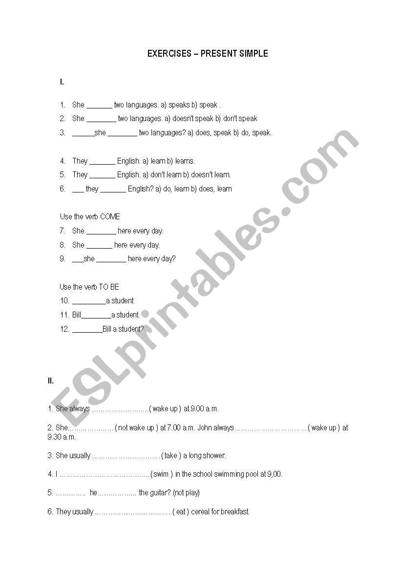 PRESENT SIMPLE  worksheet