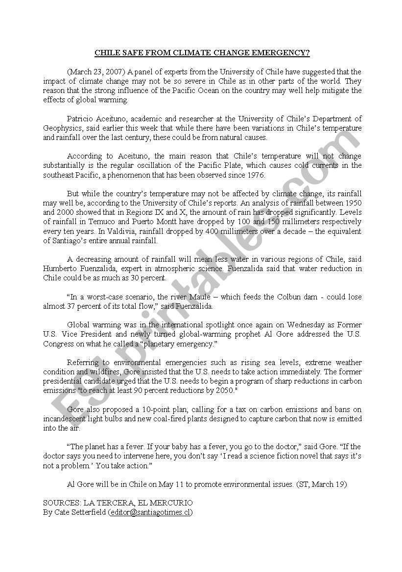 Reading - Advanced worksheet