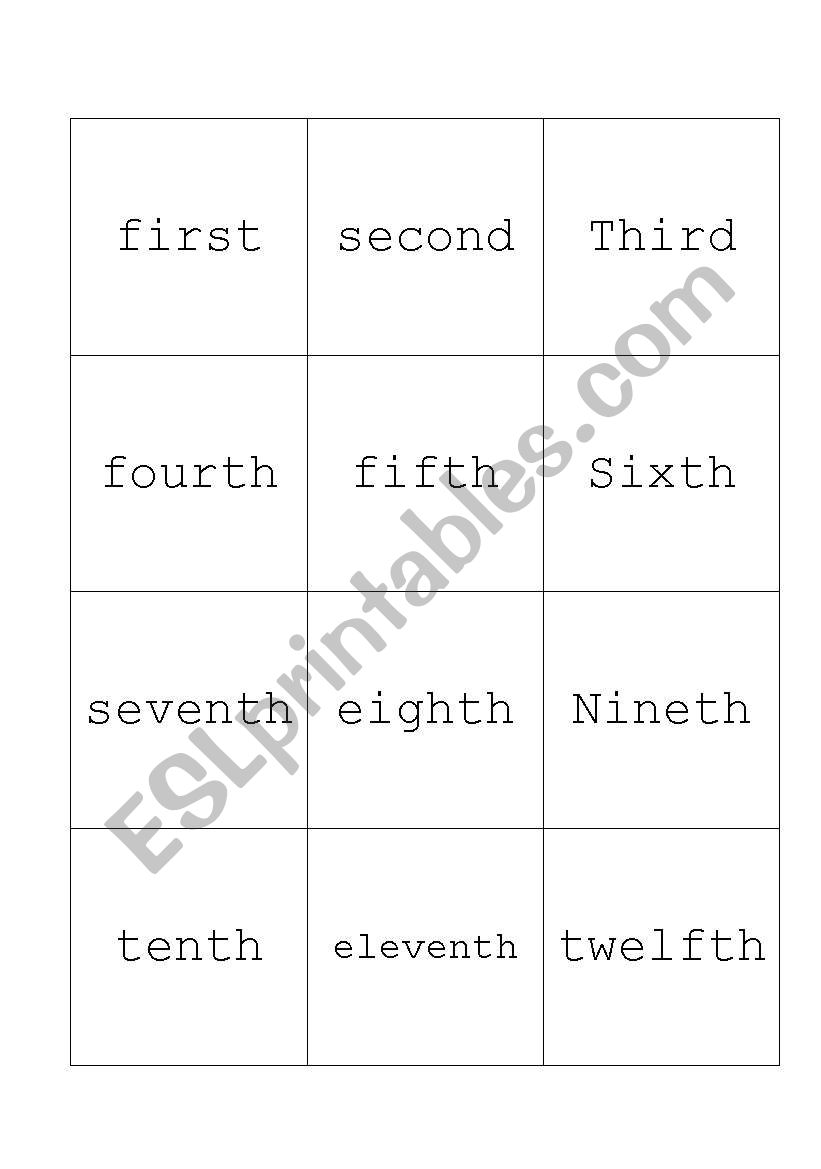 ordinal numbers 1 worksheet