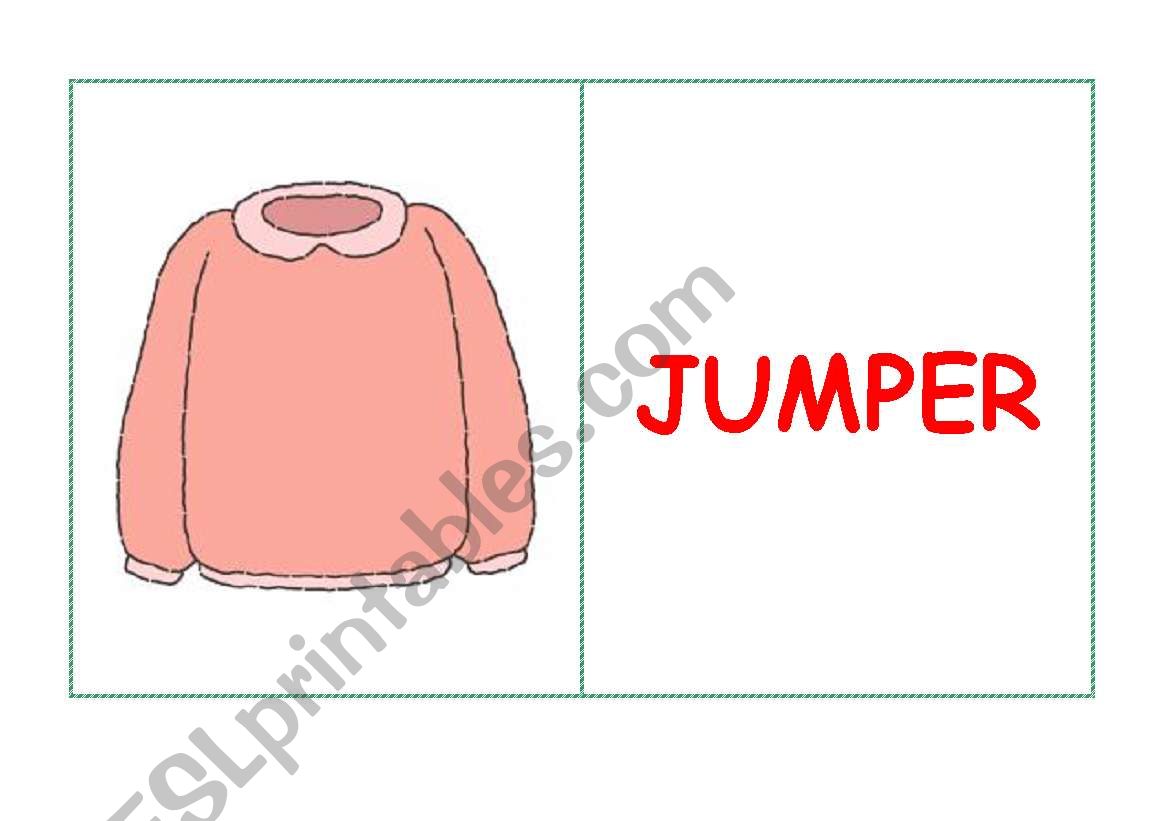 Clothes flashcards worksheet