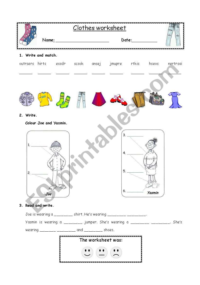 Clothes worksheet worksheet