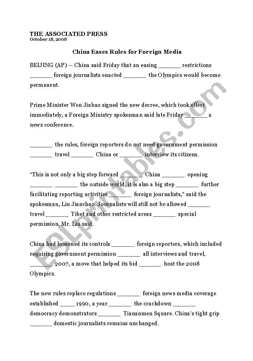 Preposition Worksheet worksheet