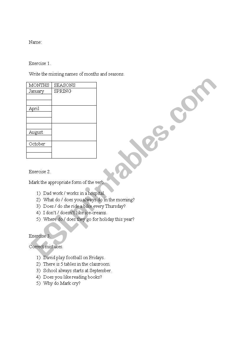 Present Simple Tense worksheet