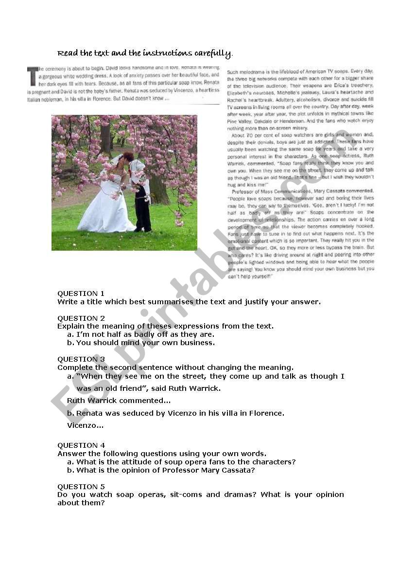 SOAP OPERA worksheet