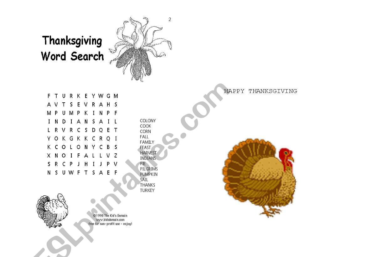 thanksgiving worksheet