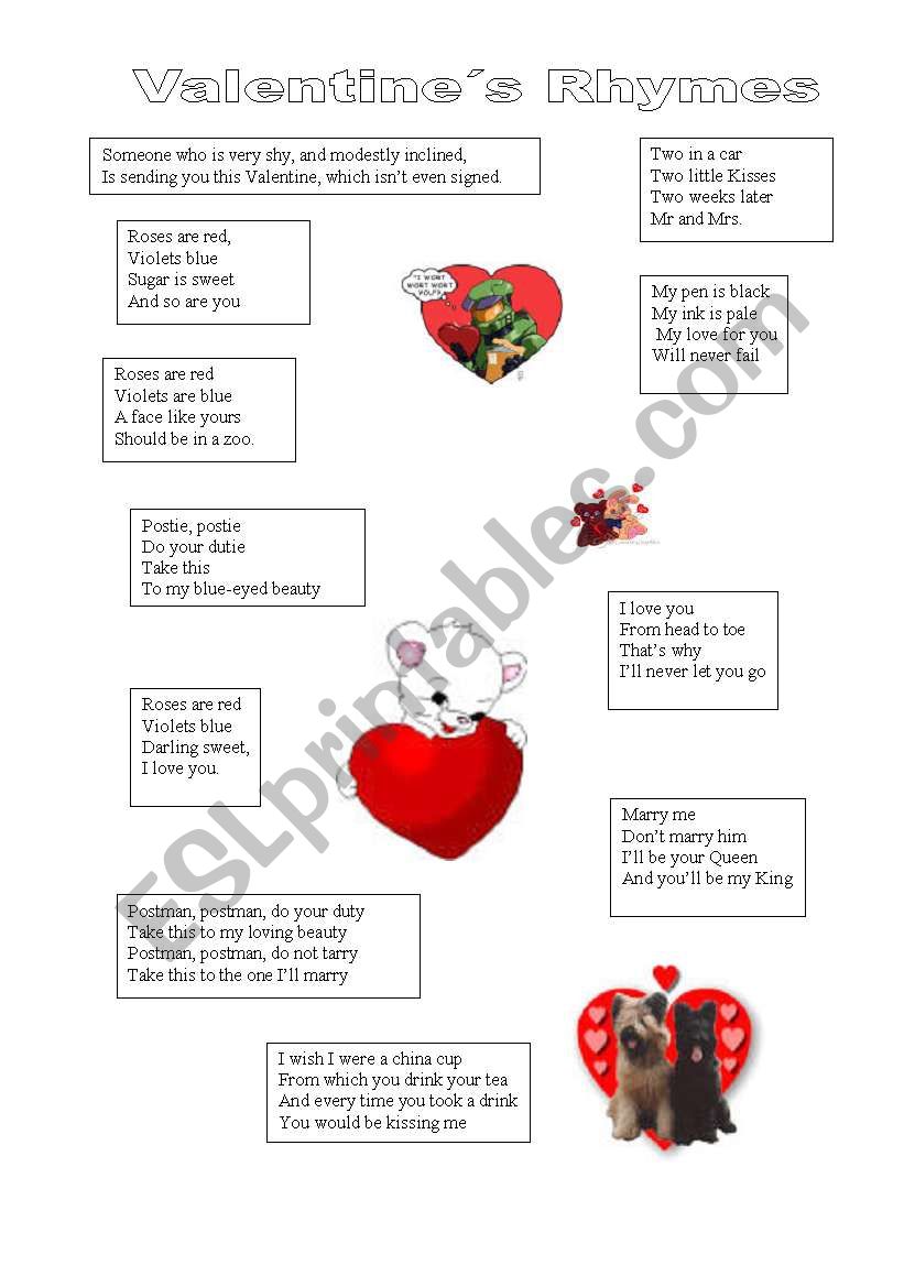 valentine rhymes worksheet