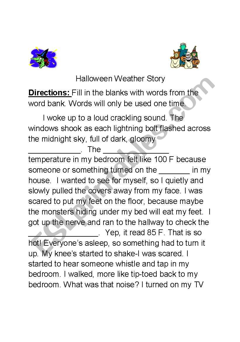 Halloween Weather story worksheet