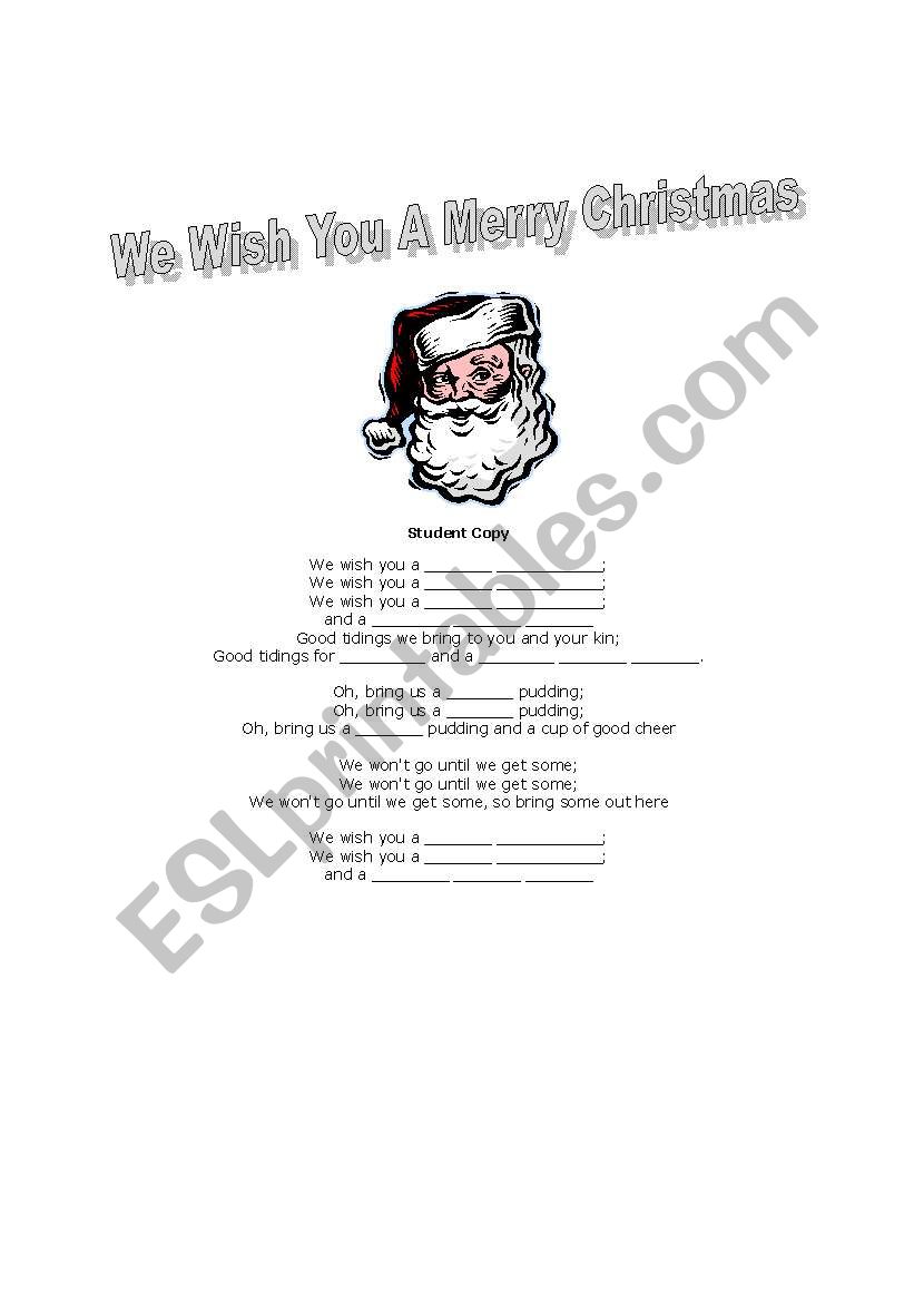 We Wish You A Merry Christmas worksheet