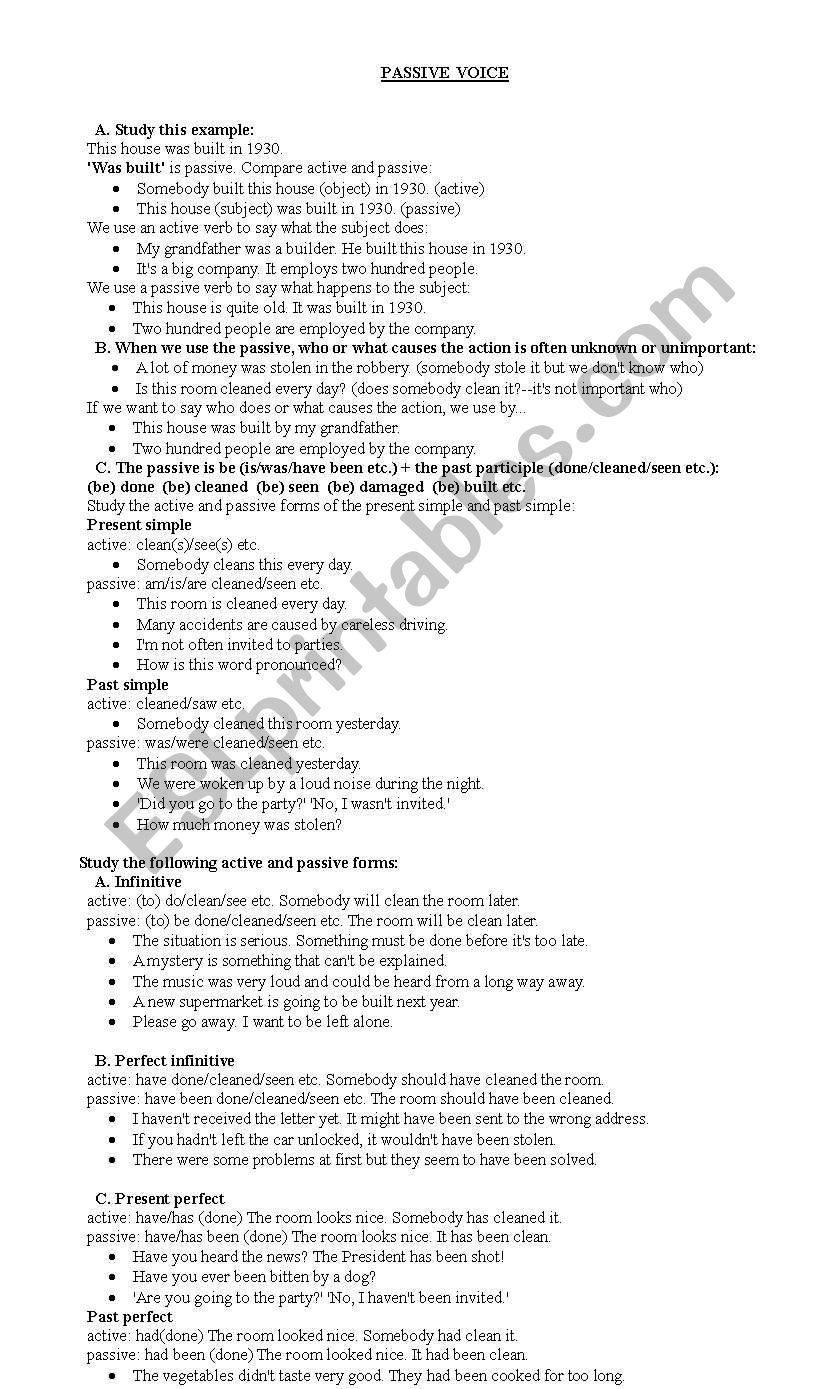 passive voice worksheet