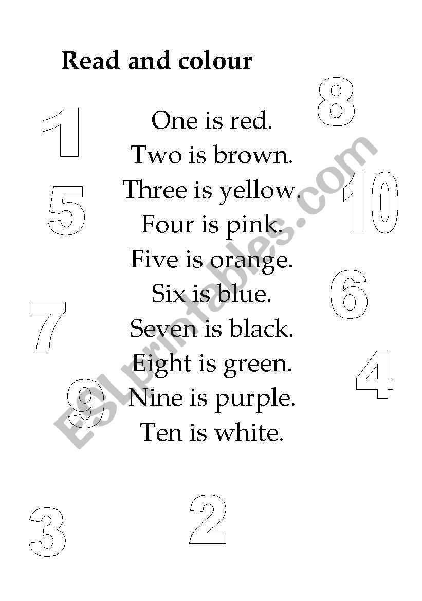 NUMBERS AND COLOURS worksheet