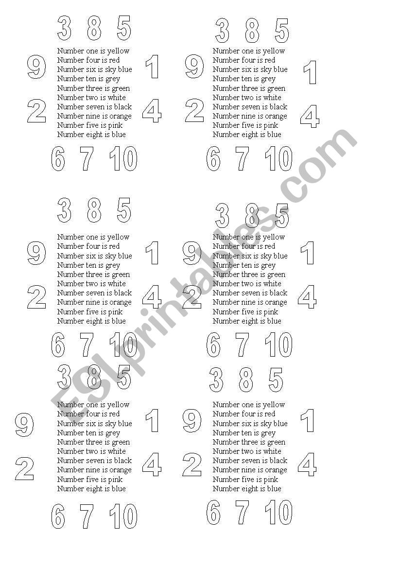 numbers and colours worksheet