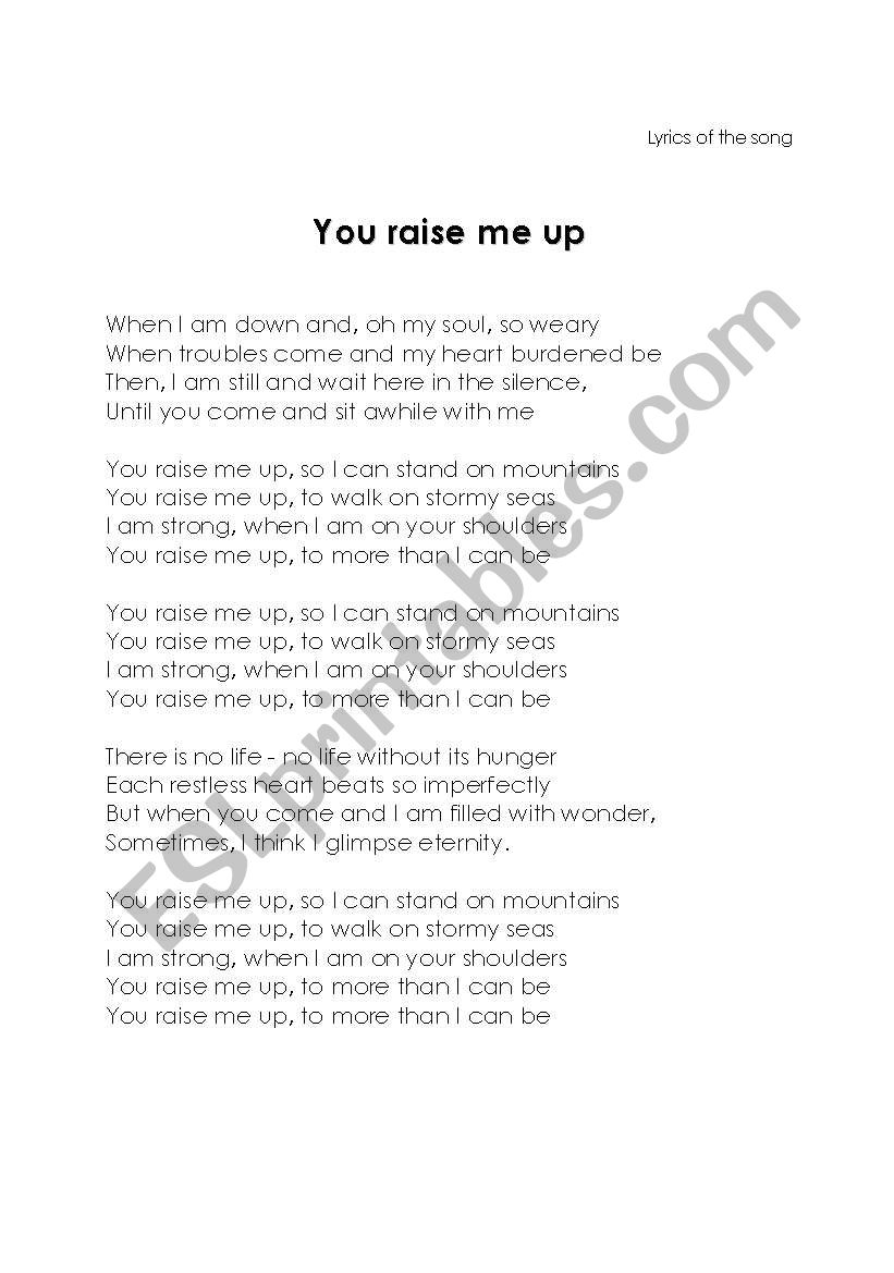Text You Raise Me Up Deutsch