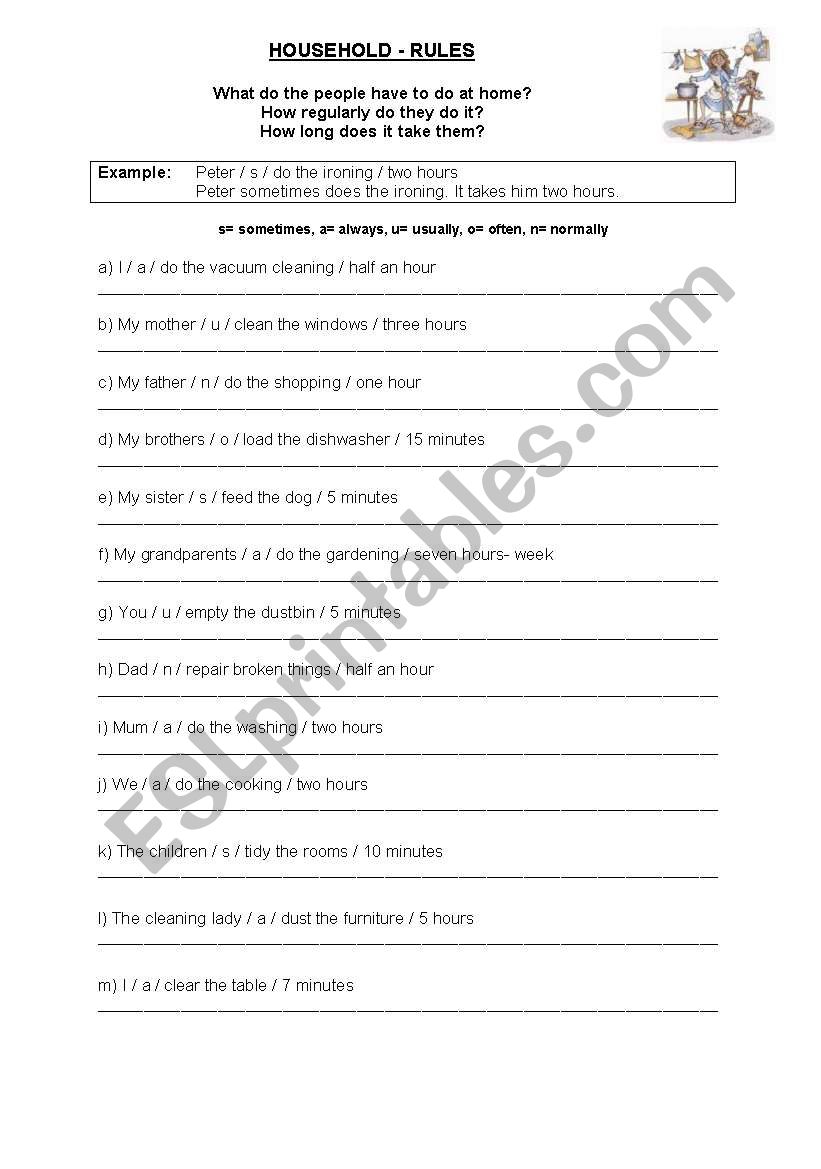 Household worksheet