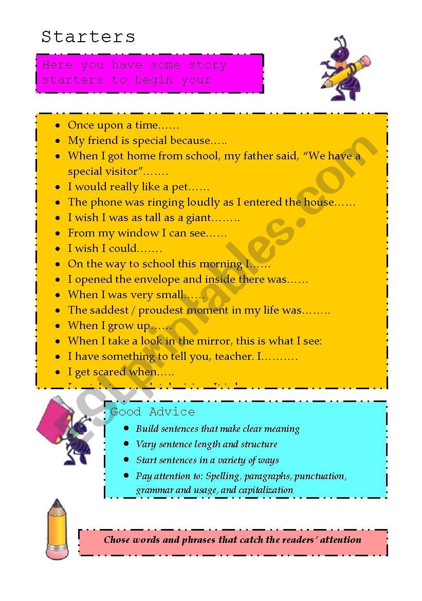 Story Starters worksheet