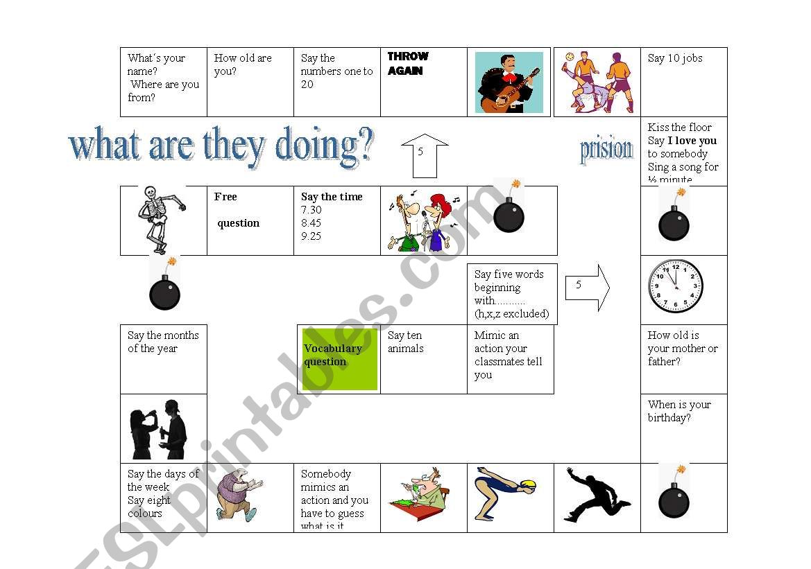 board game to practise present continuous