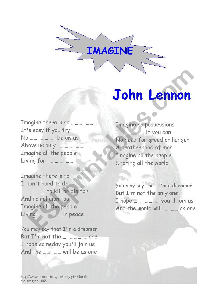 John Lennon - Imagine worksheet