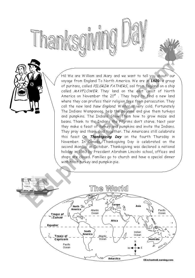 thanksgiving day worksheet