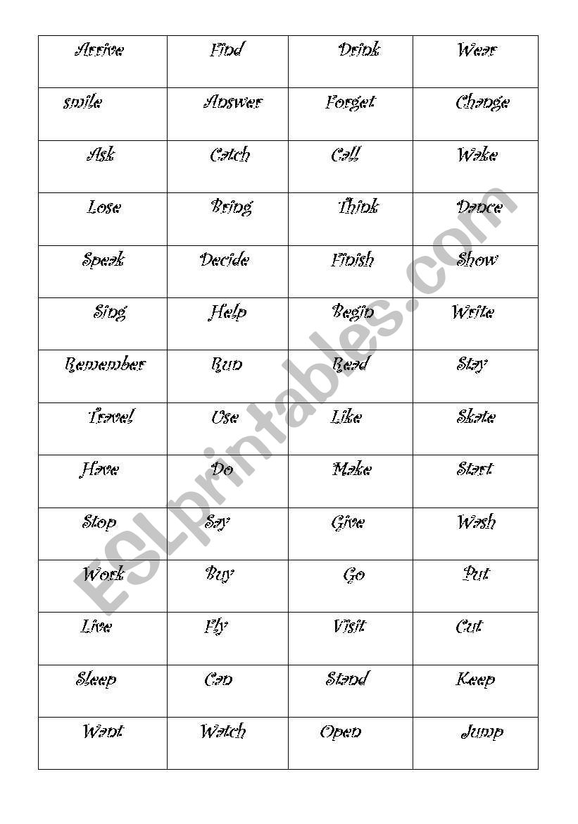 irregulars vs regulars worksheet