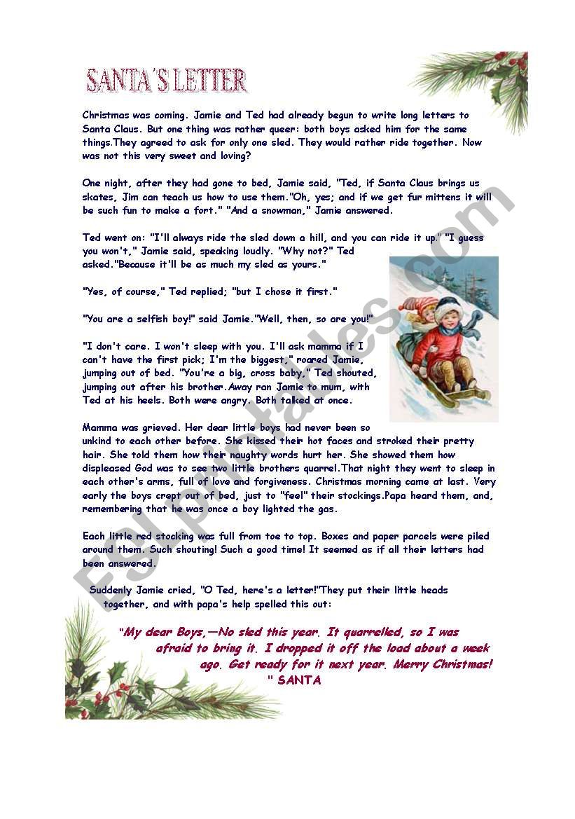 Santas Letter worksheet
